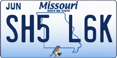 MO license plate SH5L6K