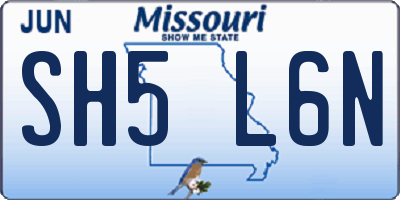 MO license plate SH5L6N