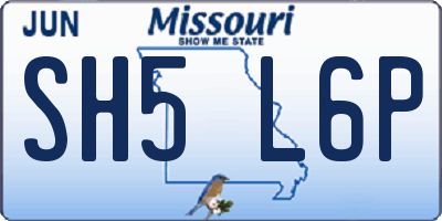 MO license plate SH5L6P