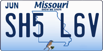 MO license plate SH5L6V