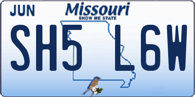 MO license plate SH5L6W
