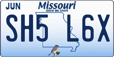 MO license plate SH5L6X