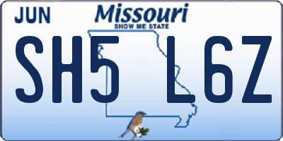 MO license plate SH5L6Z