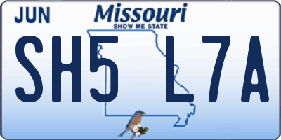 MO license plate SH5L7A