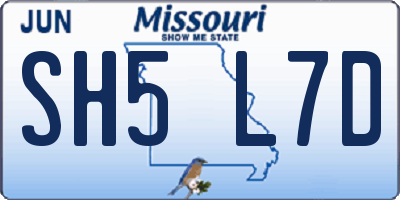 MO license plate SH5L7D