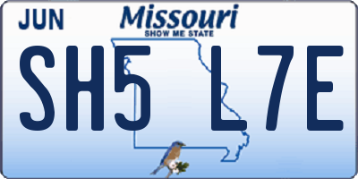 MO license plate SH5L7E