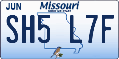 MO license plate SH5L7F