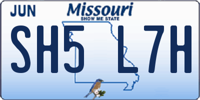 MO license plate SH5L7H
