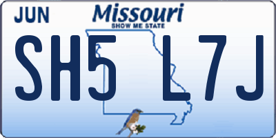 MO license plate SH5L7J