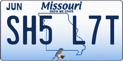 MO license plate SH5L7T
