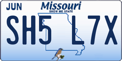 MO license plate SH5L7X