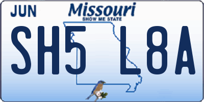 MO license plate SH5L8A
