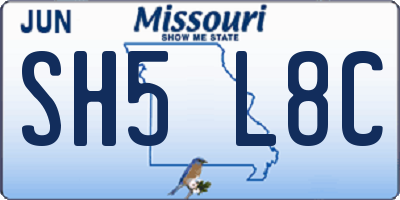 MO license plate SH5L8C