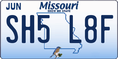 MO license plate SH5L8F