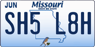MO license plate SH5L8H