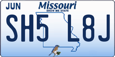MO license plate SH5L8J