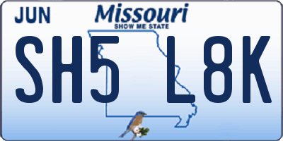 MO license plate SH5L8K