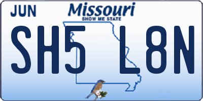 MO license plate SH5L8N