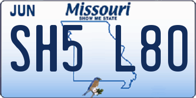 MO license plate SH5L8O