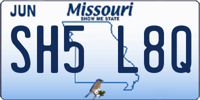 MO license plate SH5L8Q