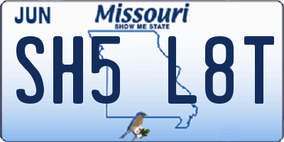 MO license plate SH5L8T