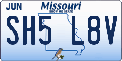 MO license plate SH5L8V