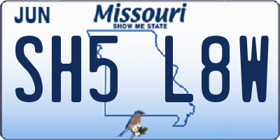 MO license plate SH5L8W