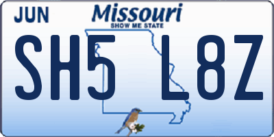 MO license plate SH5L8Z