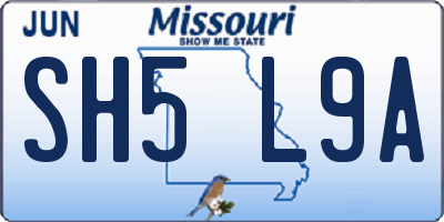 MO license plate SH5L9A