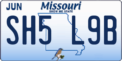 MO license plate SH5L9B
