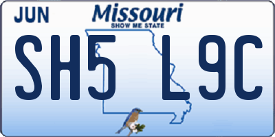 MO license plate SH5L9C