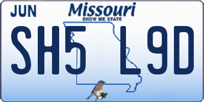 MO license plate SH5L9D