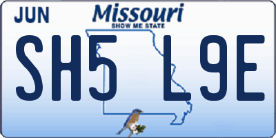 MO license plate SH5L9E