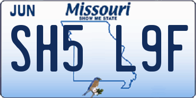 MO license plate SH5L9F