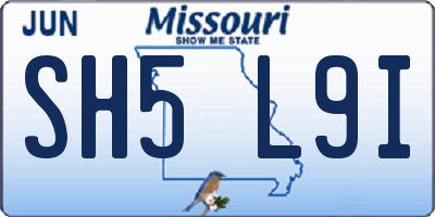MO license plate SH5L9I