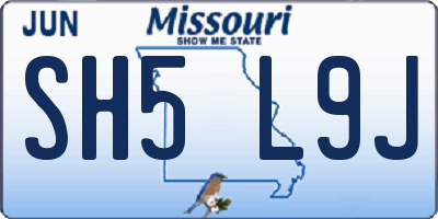 MO license plate SH5L9J