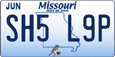 MO license plate SH5L9P
