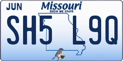 MO license plate SH5L9Q
