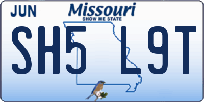 MO license plate SH5L9T