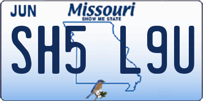 MO license plate SH5L9U