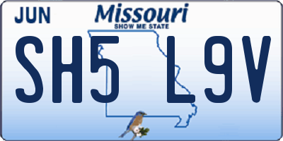 MO license plate SH5L9V