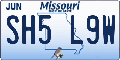 MO license plate SH5L9W