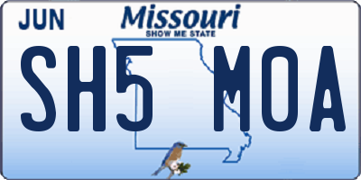 MO license plate SH5M0A