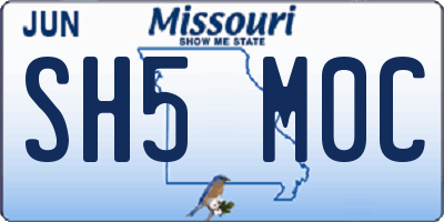 MO license plate SH5M0C