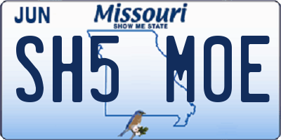 MO license plate SH5M0E