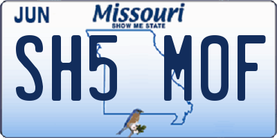 MO license plate SH5M0F