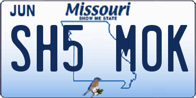 MO license plate SH5M0K