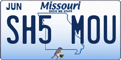 MO license plate SH5M0U