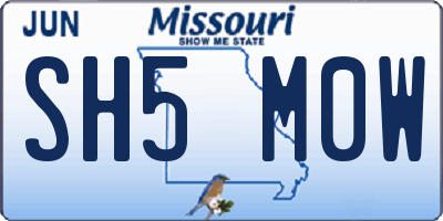 MO license plate SH5M0W