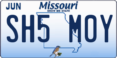 MO license plate SH5M0Y
